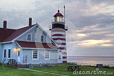 West Quoddy Head Light Sunrise HDR Stock Photo