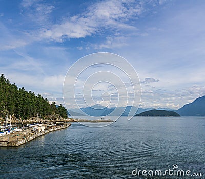 WEST VANCOUVER, CANADA - JUNE 2, 2019: landscape view of Horseshoe Bay summer morning Editorial Stock Photo