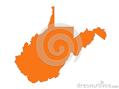 West Virginia map - state located in the Appalachian region in the Southern United States Vector Illustration