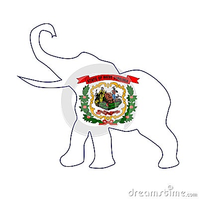 West Virginia Republican Elephant Flag Vector Illustration