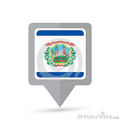 West Virginia state flag map icon Vector Illustration