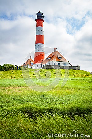 Westerheversand lighthouse, North Sea, Schleswig-Holstein, Germany Stock Photo