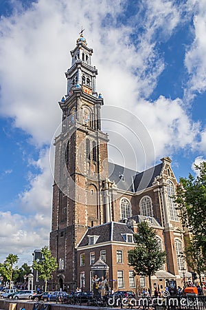 Westerkerk church in the historical center of Amsterdam Editorial Stock Photo