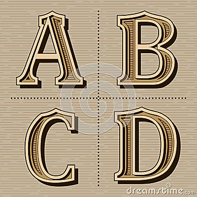 Western alphabet design letters vintage vector Vector Illustration