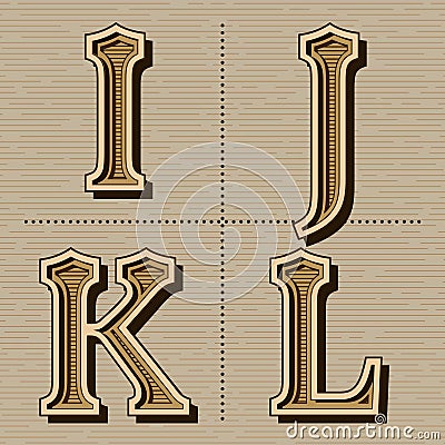 Western alphabet design letters vintage vector Vector Illustration