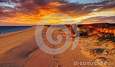 beautiful sunset in Western Australia Barn Hill area Stock Photo