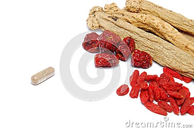 Western and Chinese traditional medicine Stock Photo