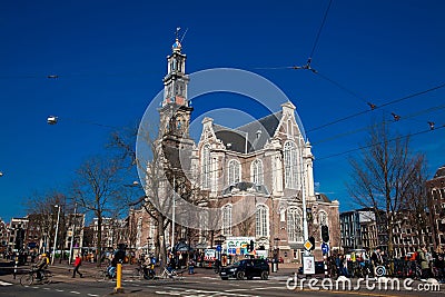 Western Church located at the Old Central district in Amsterdam Editorial Stock Photo