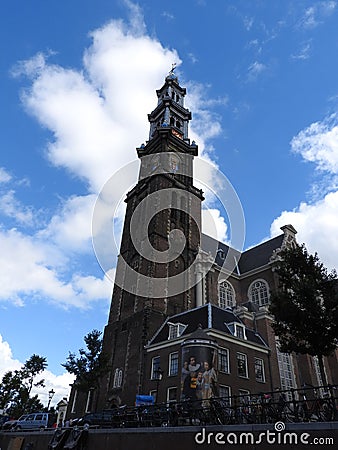 Western church Westerkerk at sunset, Amsterdam, Netherlands Stock Photo