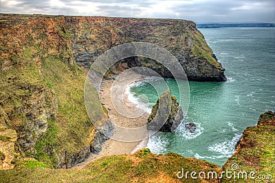 Western Cove Portreath North Cornwall England UK in HDR Stock Photo