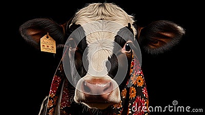 western cow with bandana Cartoon Illustration