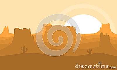 Western Desert Video Game Background Vector Illustration