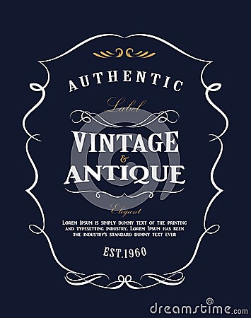 Western Hand drawn frame design vintage label Antique banner flourishes vector Vector Illustration