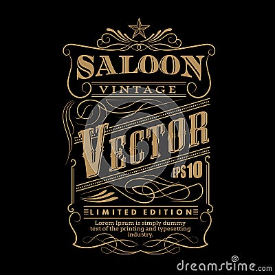 Western hand drawn frame label border vintage vector Vector Illustration