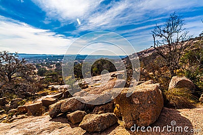 Western Landscape of Enchanted Rock, Texas. Stock Photo