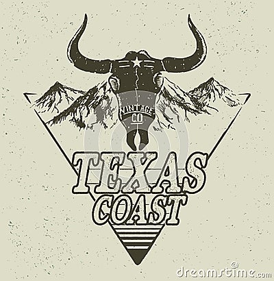 Western logo with bull head Vector Illustration