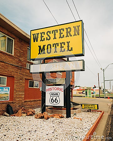 Western Motel sign, on Route 66 in Shamrock, Texas Editorial Stock Photo