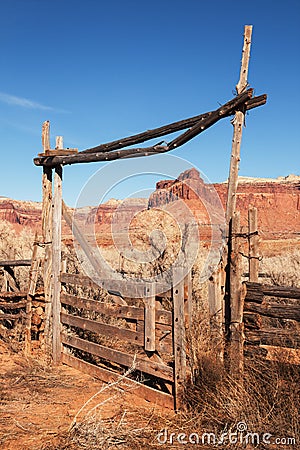 Western Ranch Gate Stock Photo