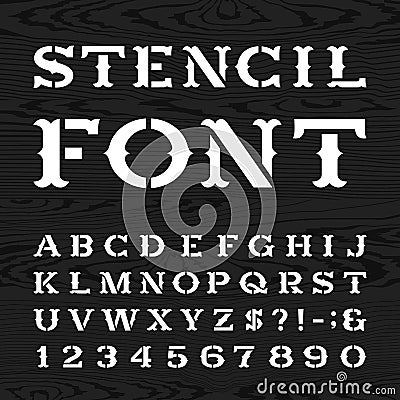 Western retro alphabet vector stencil font. Vector Illustration