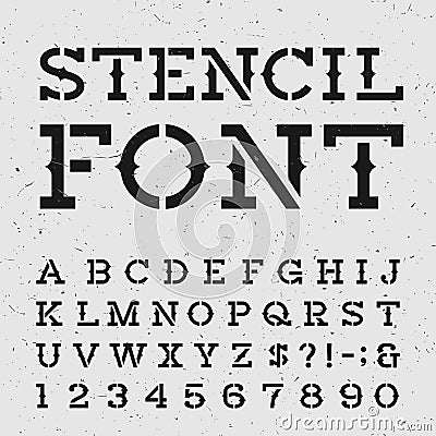 Western retro alphabet vector stencil font. Vector Illustration