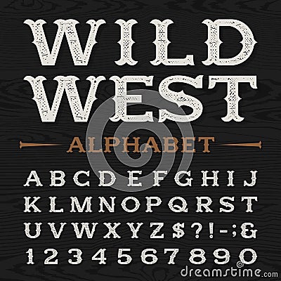 Western retro dirty alphabet vector font. Vector Illustration