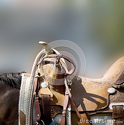 Western Saddle Stock Photo