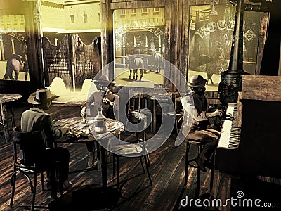 Western saloon at daylight Stock Photo