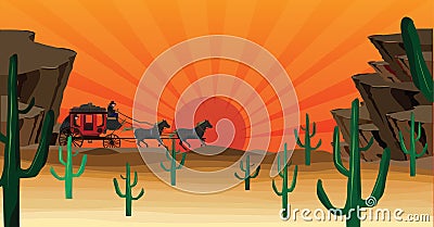 Western scene Vector Illustration