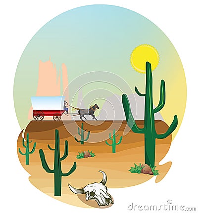 Western scene Vector Illustration