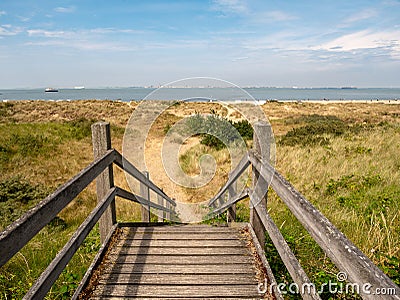 Western Scheldt river beach, Breskens, Zeeland, Netherlands Stock Photo