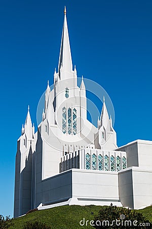 Western Spire of San Diego LDS Mormon Temple Editorial Stock Photo