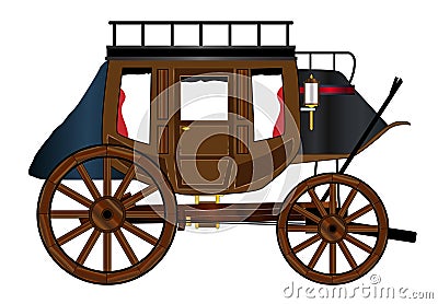 Western Stage Coach Vector Illustration