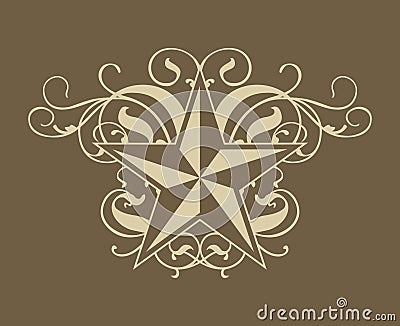 Western Star Scroll Vector Illustration