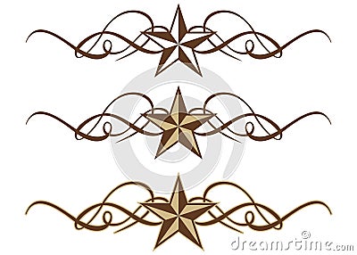 Western Star Scrolls Vector Illustration