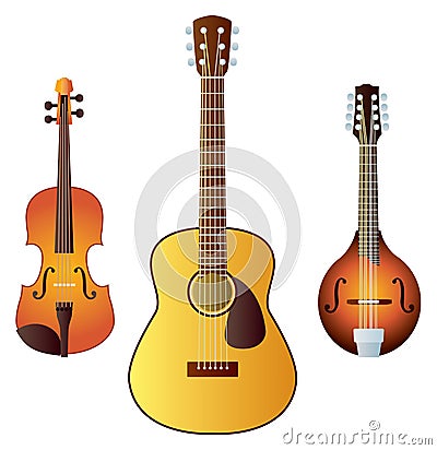 Western Stringed Instruments Vector Illustration