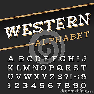 Western style retro alphabet vector font. Vector Illustration