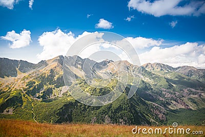 Western Tatra Mountains Panorama - Slovakian rocky summits: Banikov, Pachol, Banikovske Sedlo, Spalona Kopa, Salatin Stock Photo