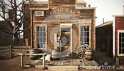 Western town rustic general store. Stock Photo