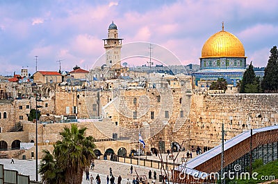 Western Wall and The Dome of the Rock, Jerusalem, Israel Editorial Stock Photo