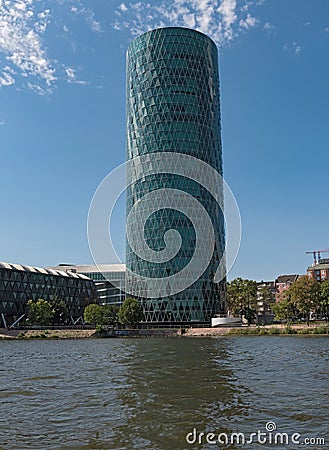 Westhafen tower in the harbor area in Frankfurt, Germany Editorial Stock Photo