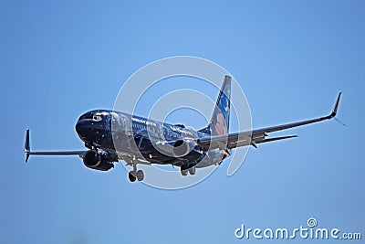 WestJet Boeing 737-800 Magic Plane On Final Approach Editorial Stock Photo