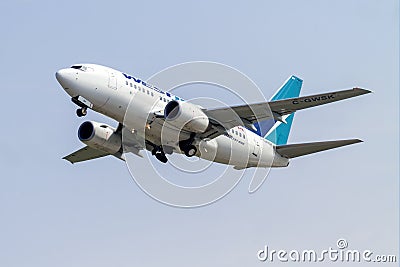 WestJet Passenger Airliner Boeing 737-600 Editorial Stock Photo