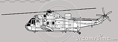 Westland Sea King HAS Mk.6. Vector drawing of anti-submarine warfare and utility helicopter. Vector Illustration