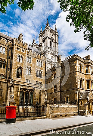 Westminster abbey: back street view, London Stock Photo