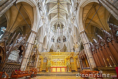 Westminster Abbey inside, London, UK Editorial Stock Photo