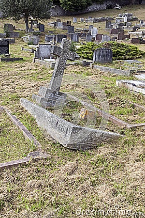 Partially-Collapsed Grave Editorial Stock Photo