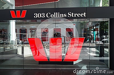 Westpac Bank office in Melbourne, Australia Editorial Stock Photo