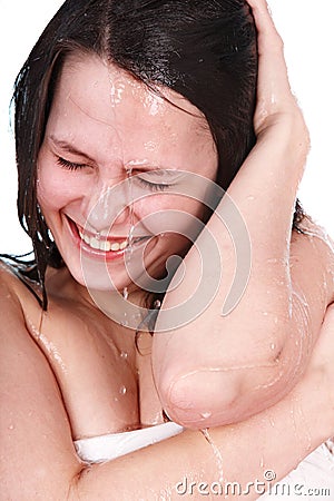 Wet beatiful girl. Body care. Stock Photo