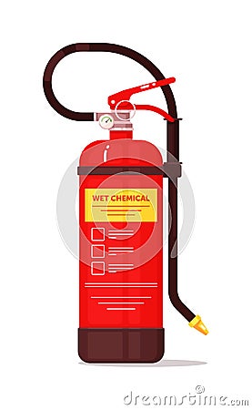 Wet chemical fire extinguisher equipment Vector Illustration