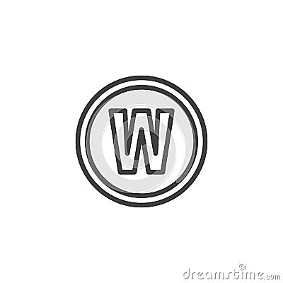 Wet cleaning, wash machine sign line icon Vector Illustration